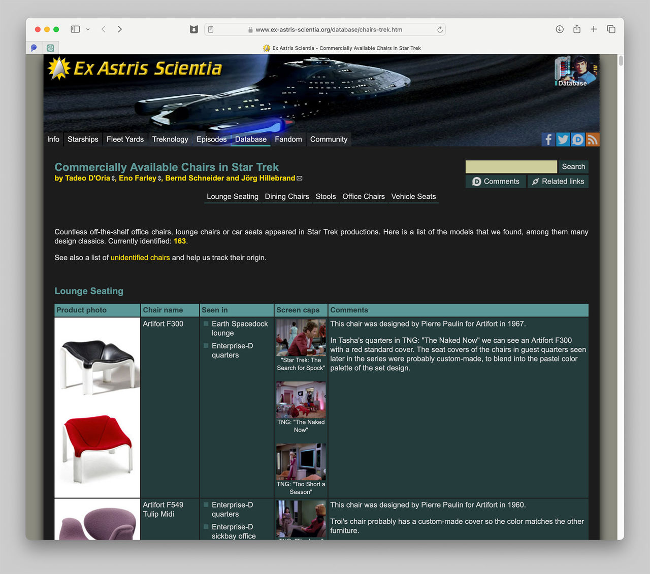 Hitta stolarna från Star Trek