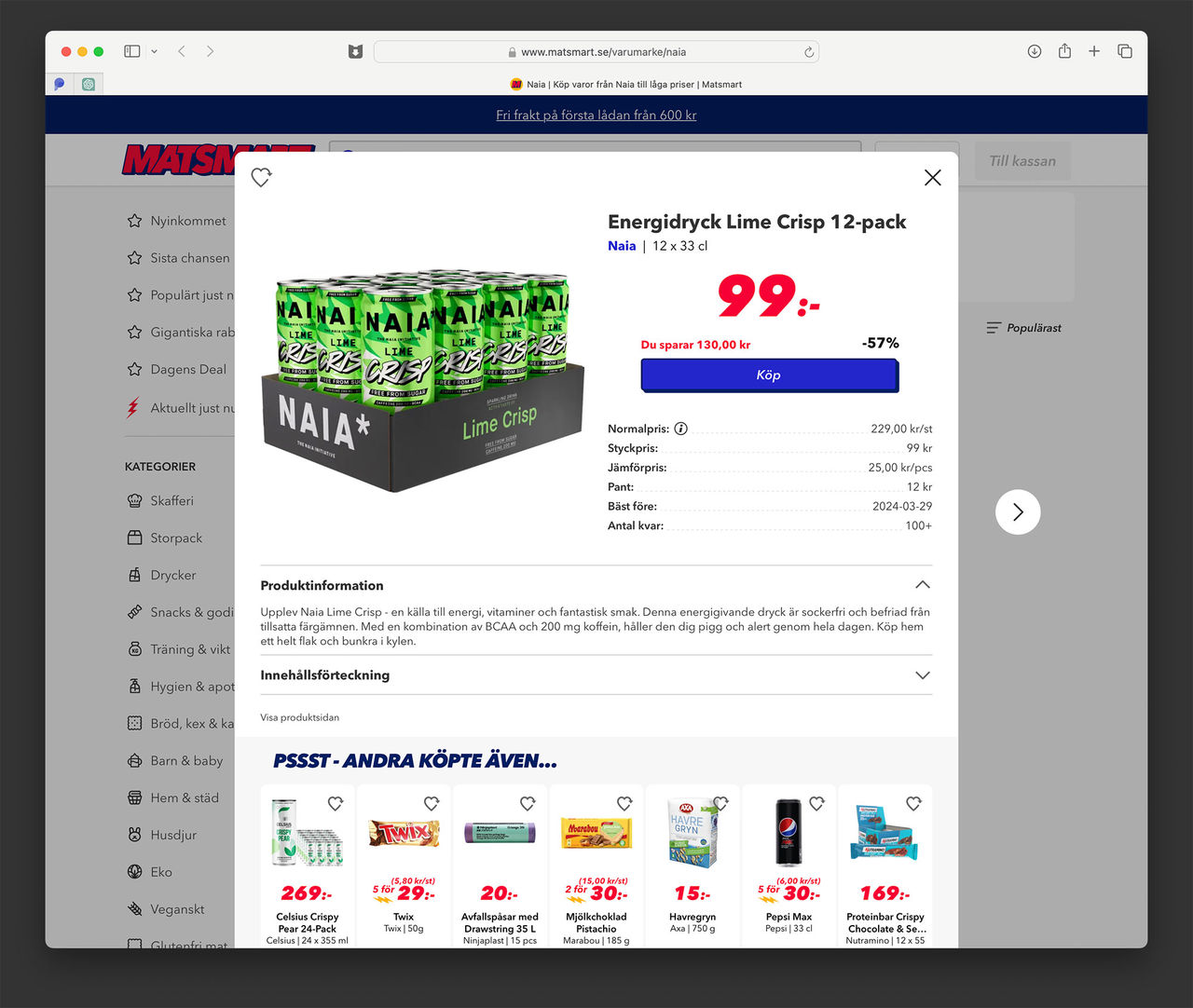 Matsmart räddar en halv miljon burkar energidryck