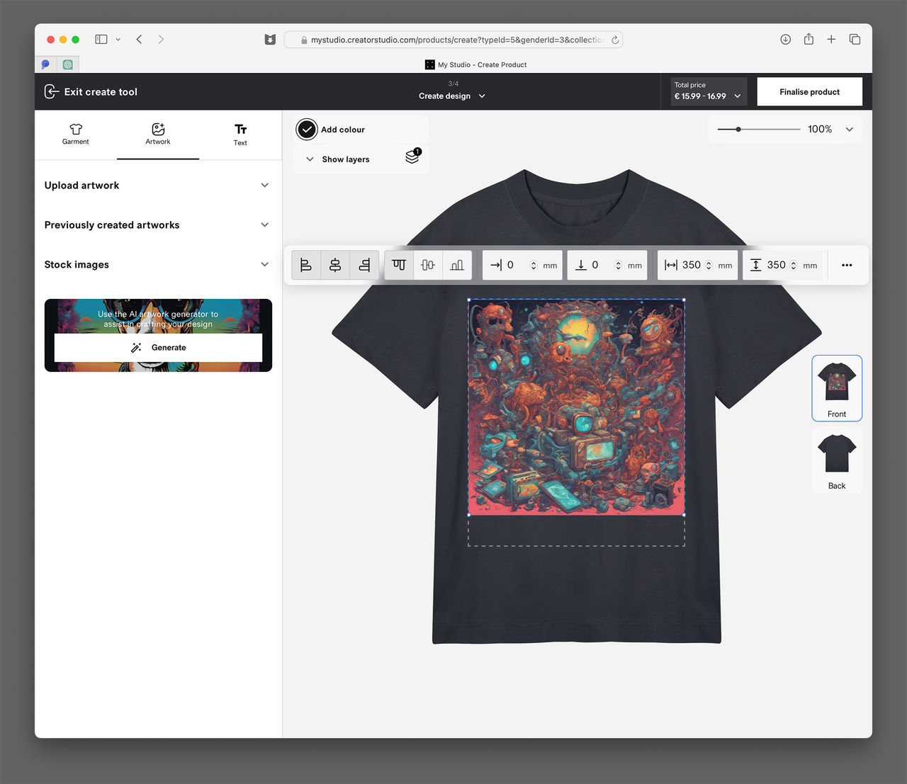 AI fixar motivet till t-shirten