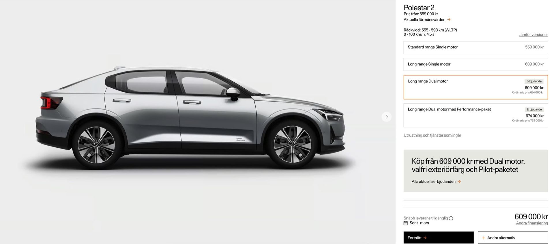 Polestar 2 prissänkt med 65.000 kronor