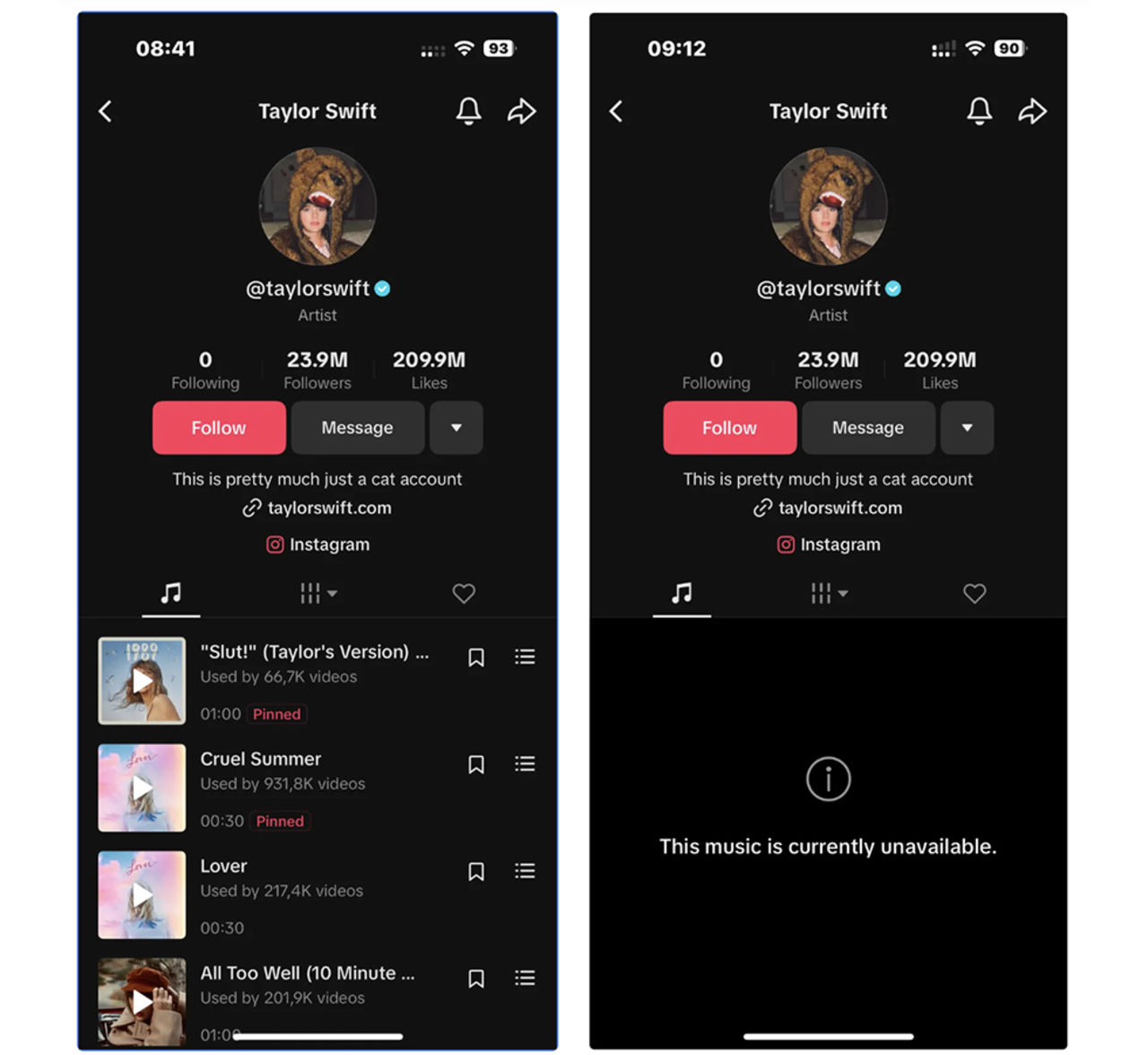 Universal plockar bort musik från TikTok