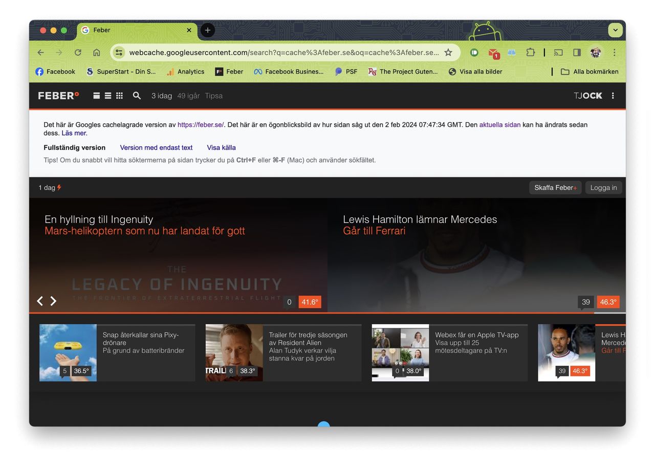 Google fimpar cache-länkar på sin sökmotor