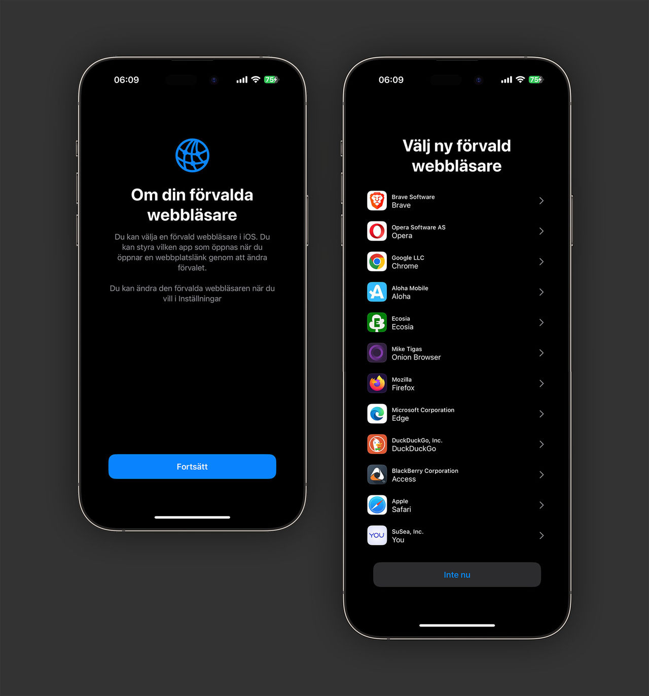 De här webbläsarna får du välja mellan 