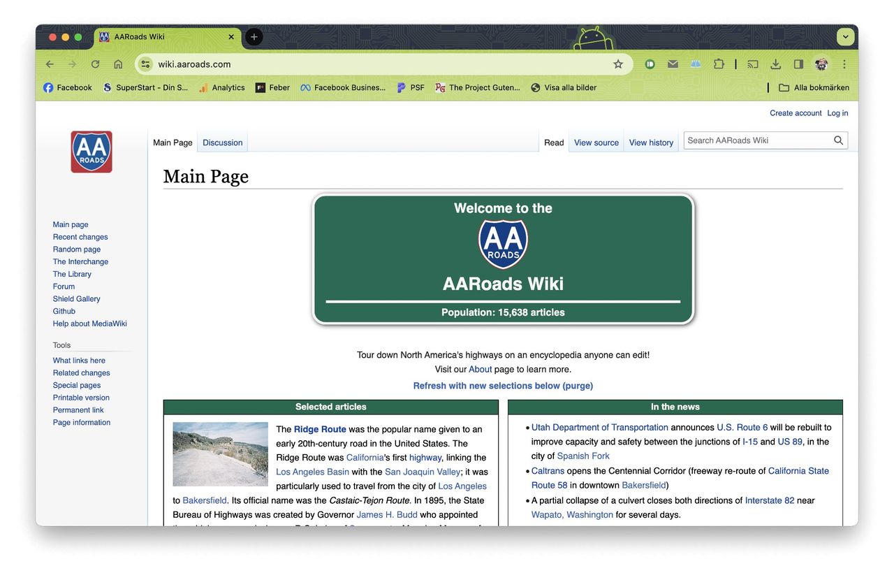 Amerikanska vägar får ett eget Wikipedia