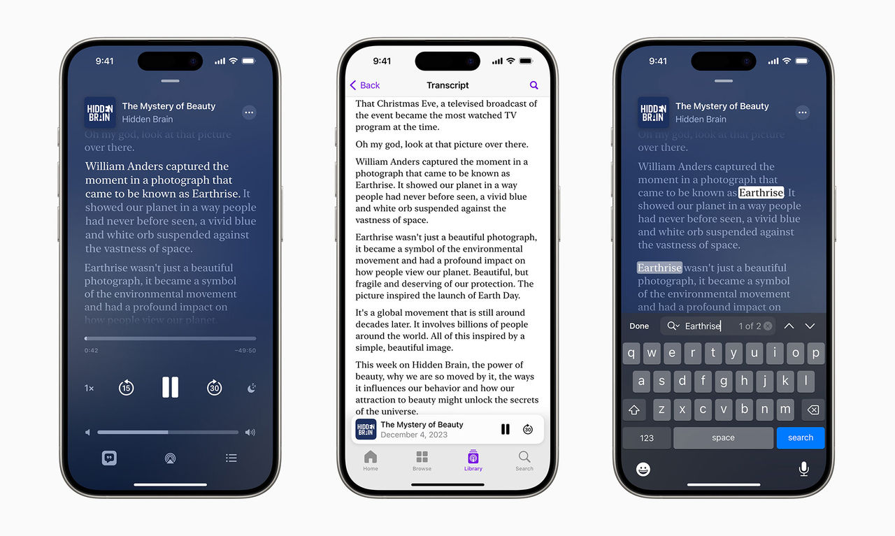 Apple ordnar transkriptioner för poddar