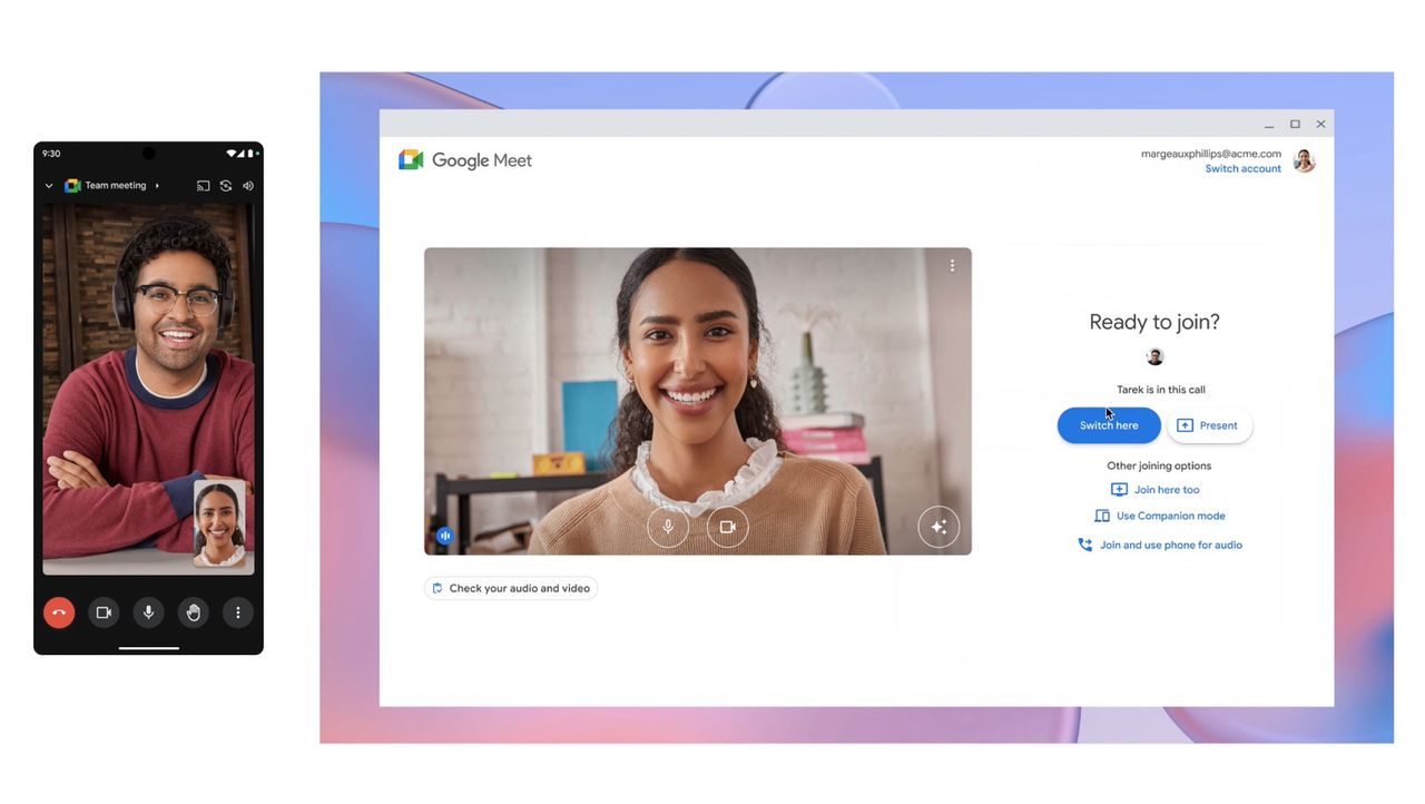 Enklare att byta enhet under Google Meet-samtal