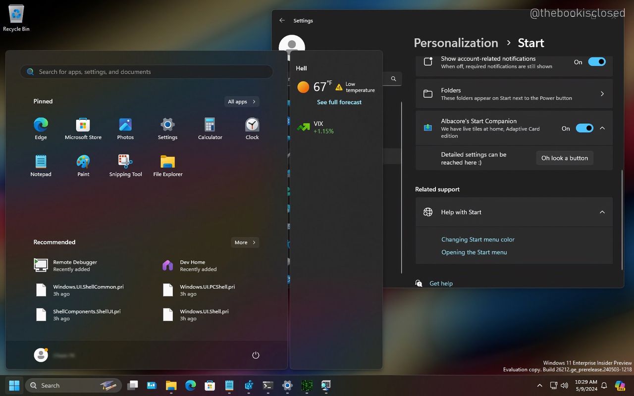 Microsoft testar widgets i Windows startmeny