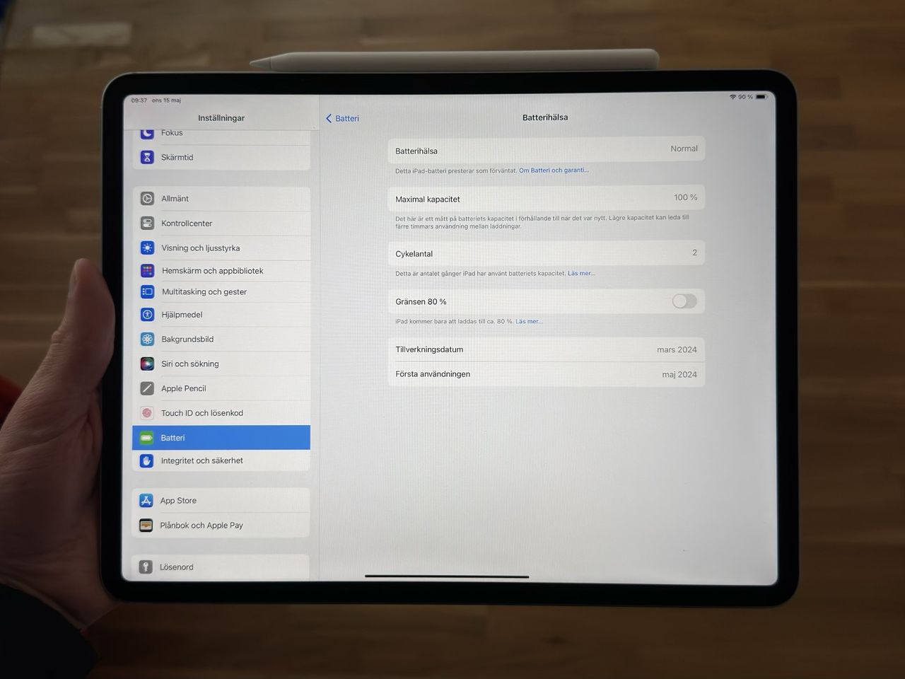 iPad får nya alternativ för batterihälsa