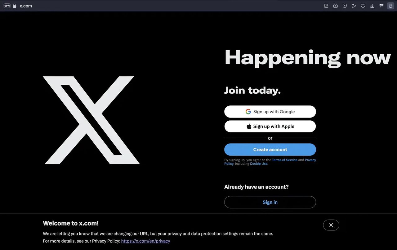 Nu flyttar Twitter.com till X.com