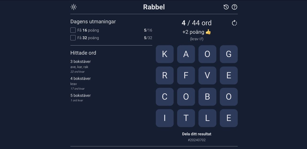 Rabbel är ett nytt svenskt ordspel