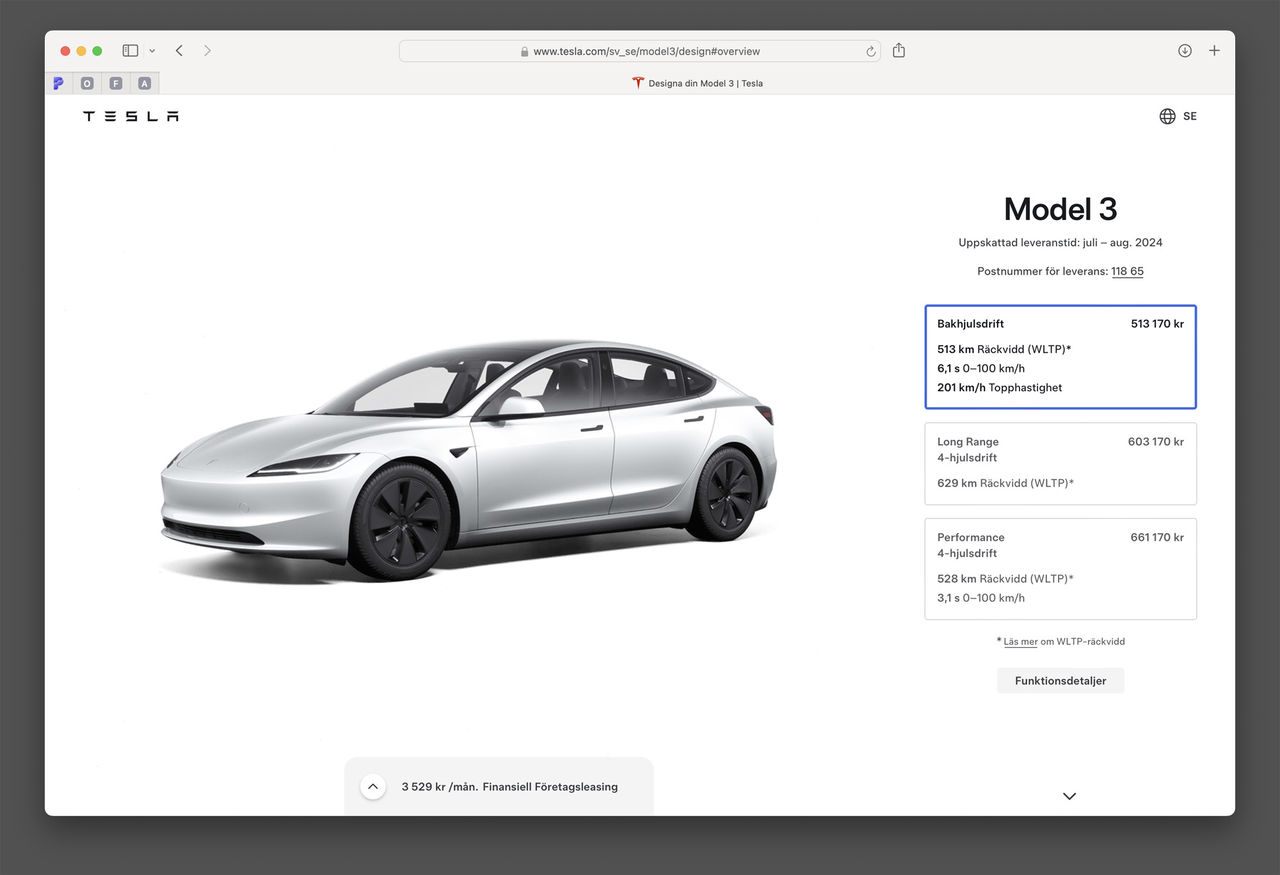 Tesla höjer priset på kinatillverkade bilar
