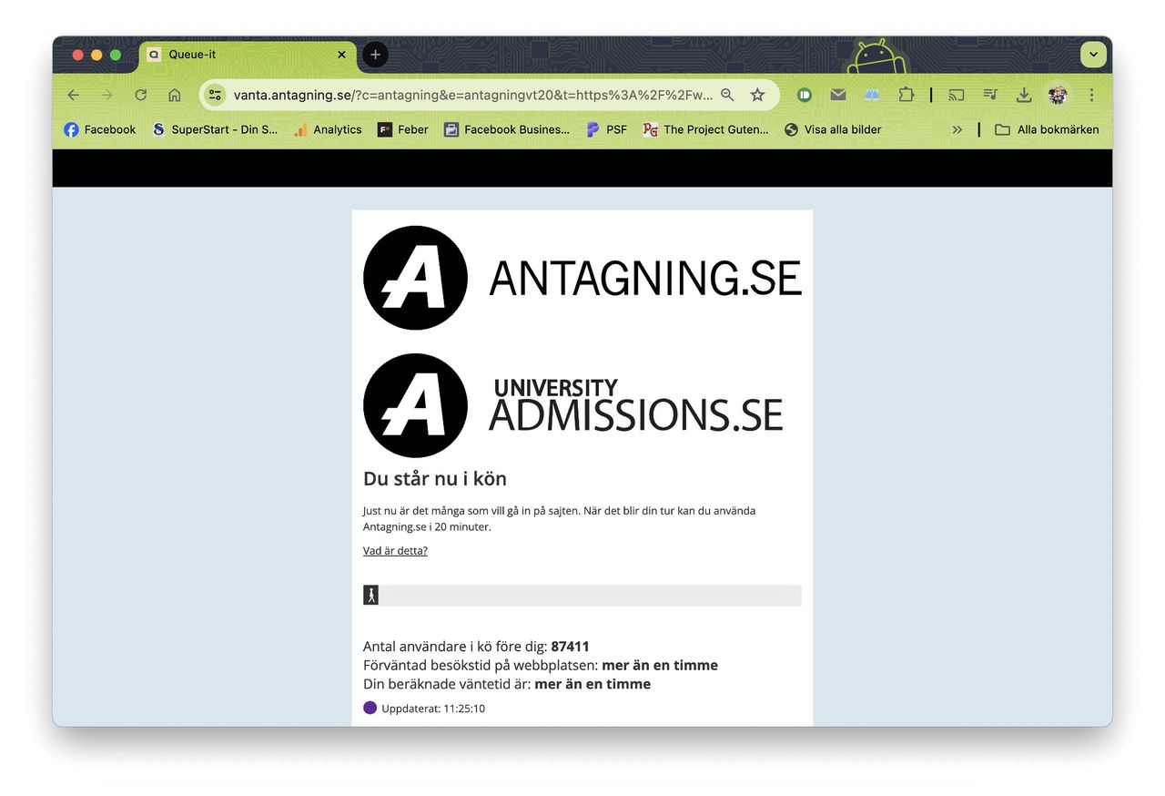 Långa väntetider på Antagning.se