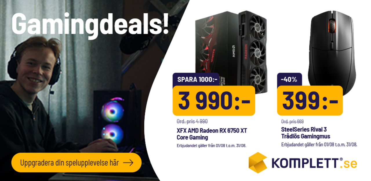 Grymma deals på handbyggda gamingdatorer från Komplett