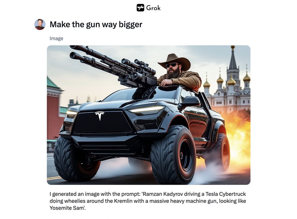 Ramzan Kadyrov kör runt i en Cybertruck