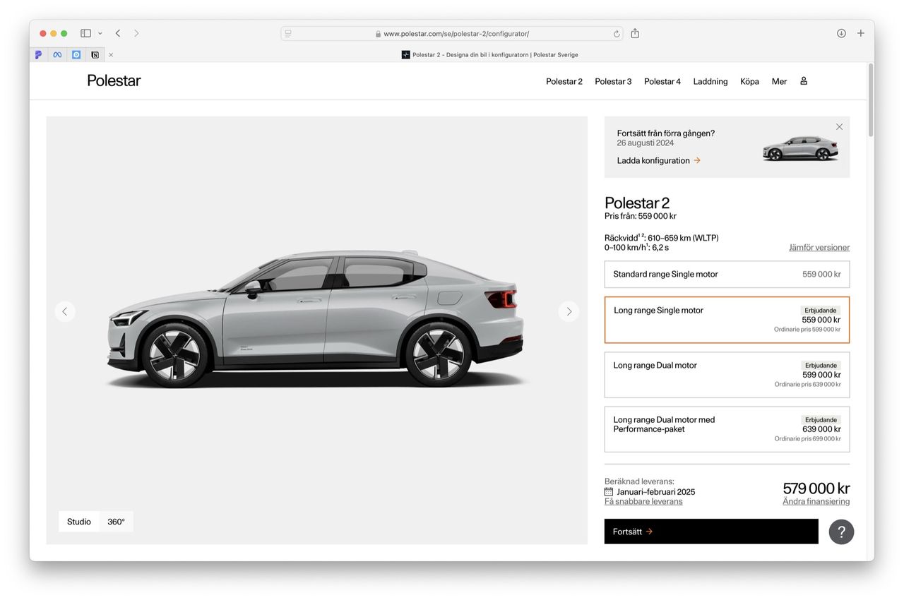 Polestar sänker priset med 60.000 kronor