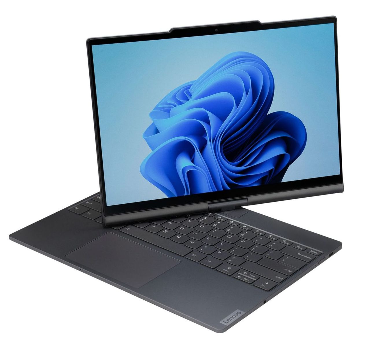 Lenovo visar laptop med skärm som följer dig