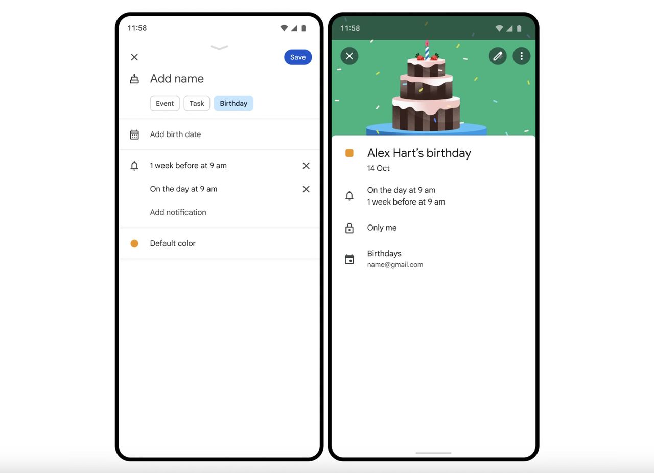 Nu kan du lägga in födelsedagar manuellt i Google-kalendern