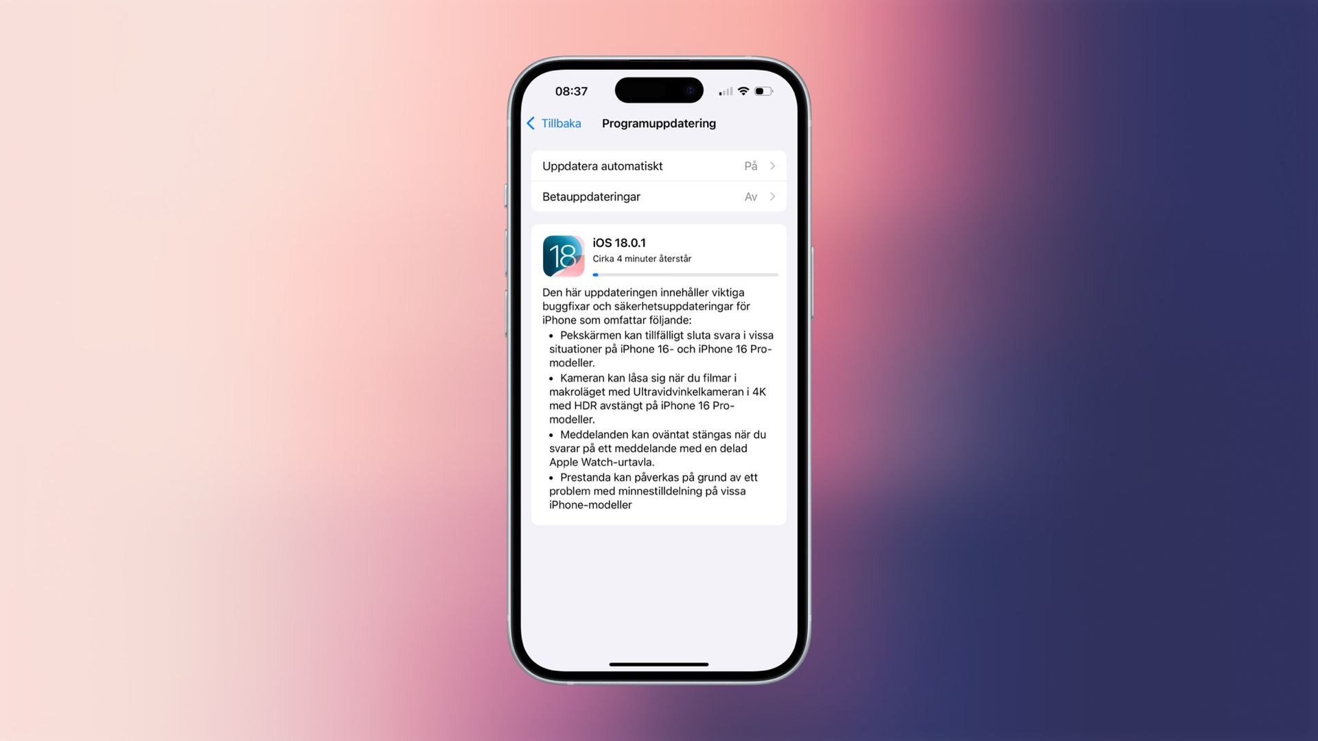 Apple släpper iOS och iPadOS 18.0.1