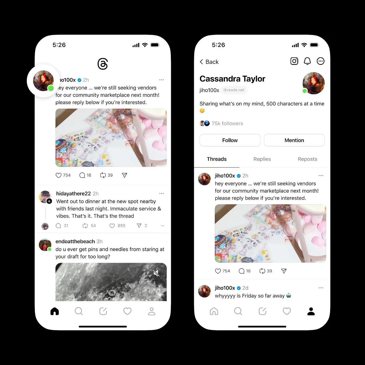 Threads börjar visa om du är online