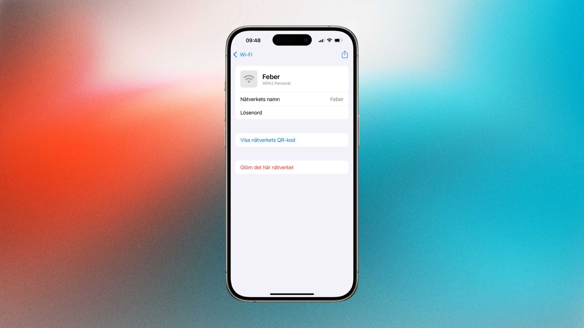 Dela Wi-Fi-nätverk med QR-kod i iOS 18