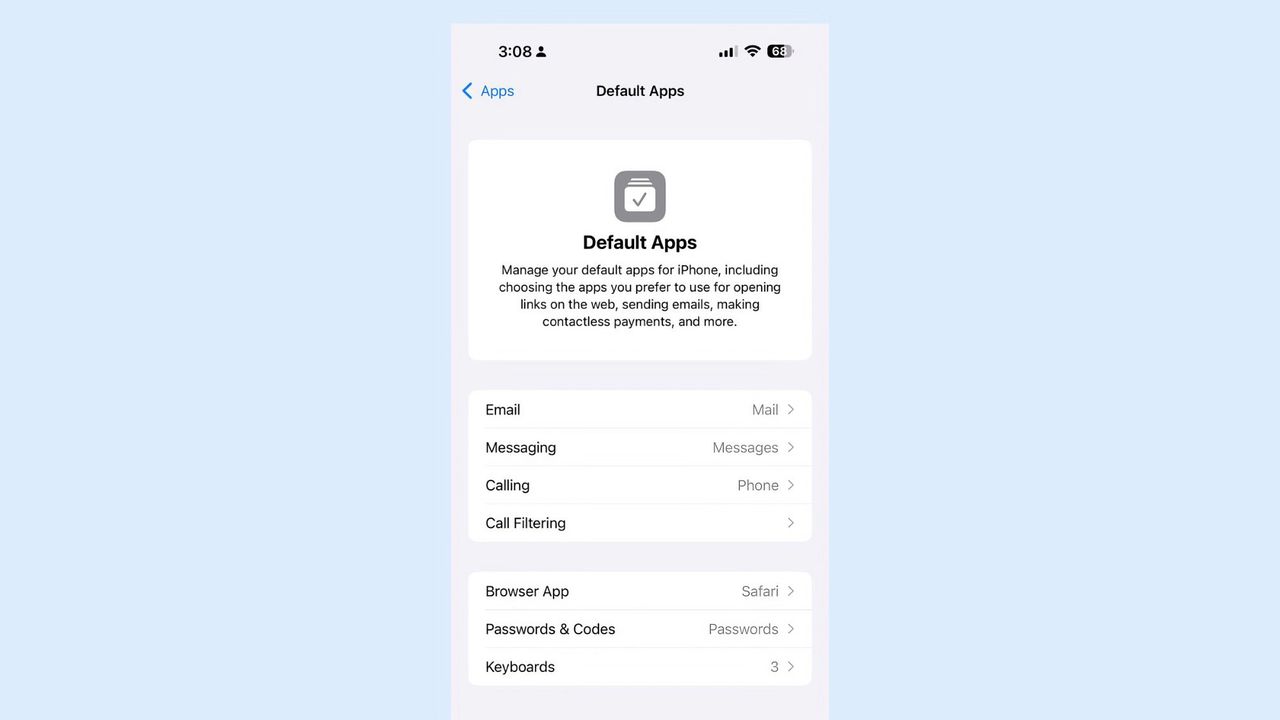 Med iOS 18.2 kan du enkelt välja standardappar