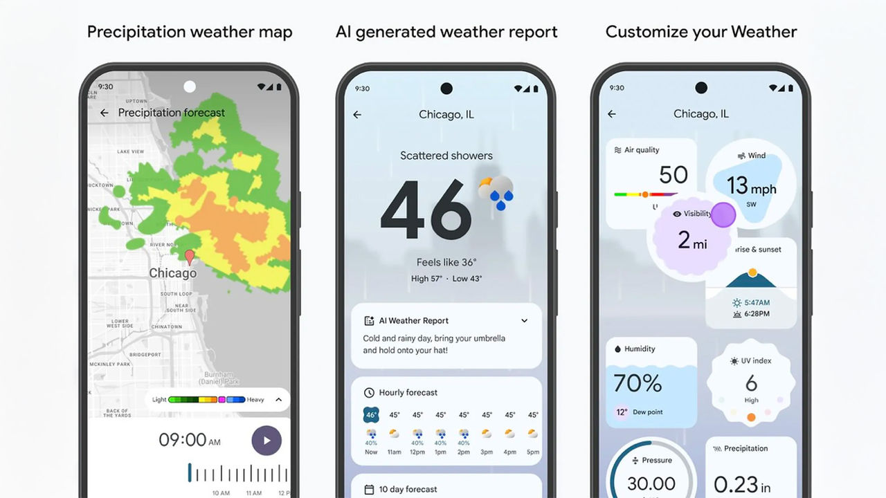 Googles nya väderapp kommer till äldre Pixel-enheter