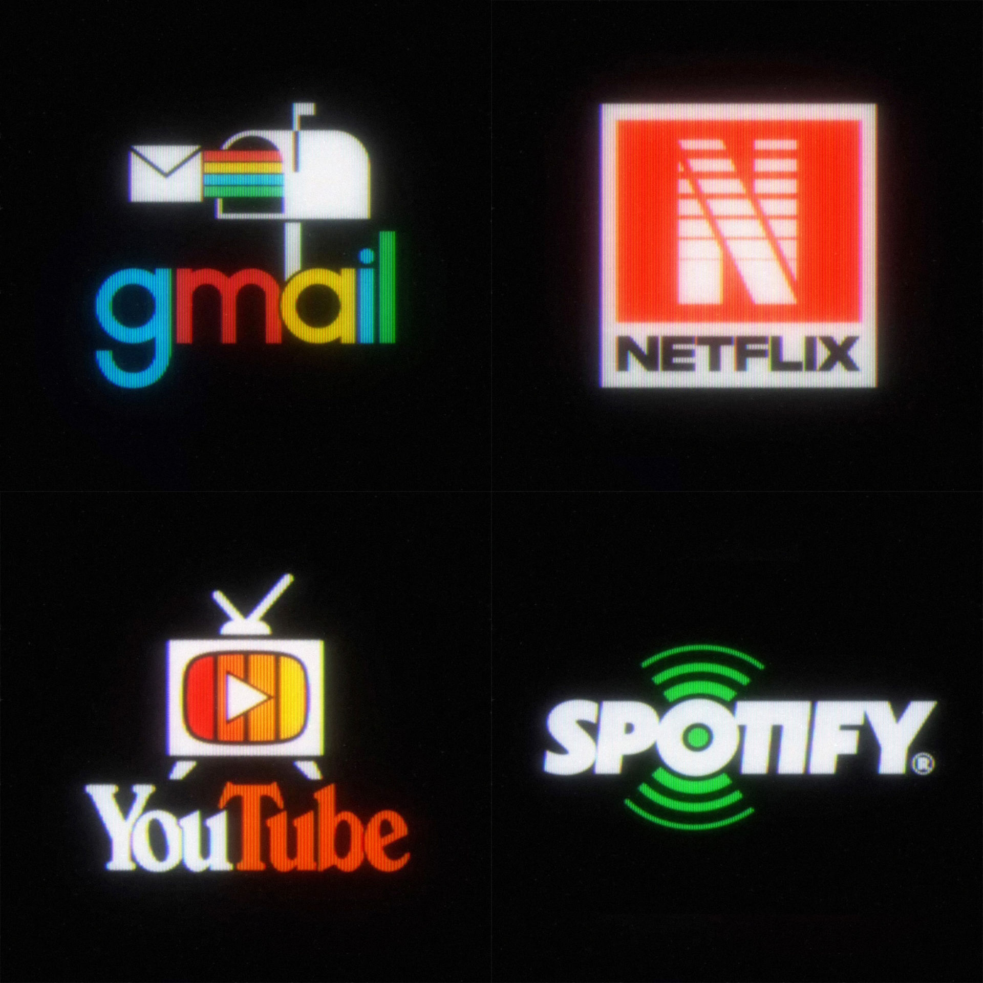 Moderna techlogotyper i 80-talsstil