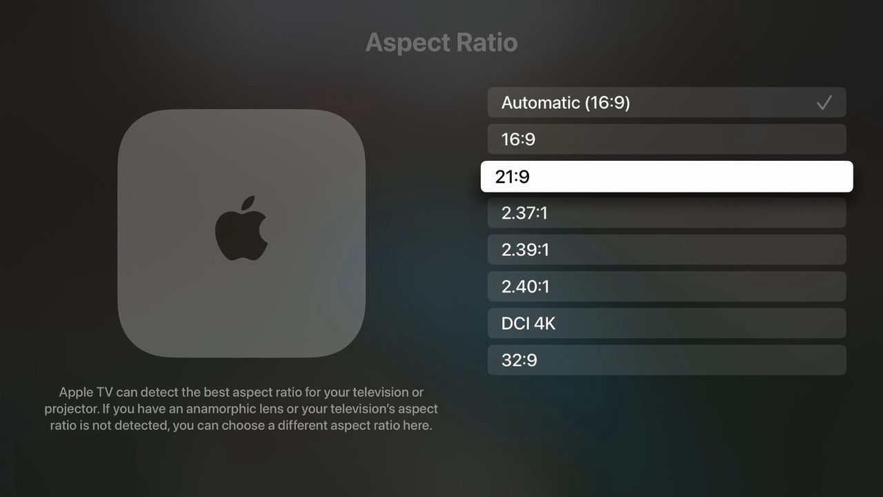 tvOS 18.2 beta lägger till stöd för 21:9