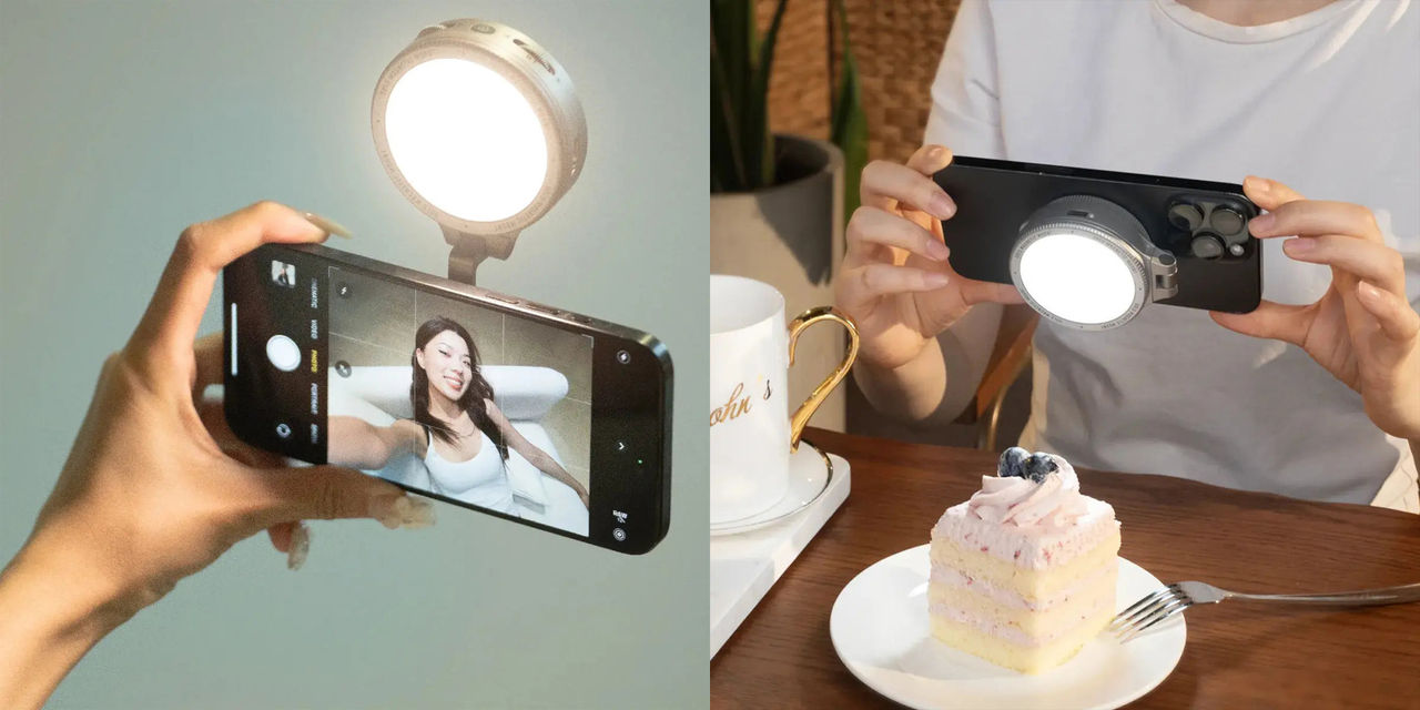 Snygg lampa fästs med Magsafe på mobilen