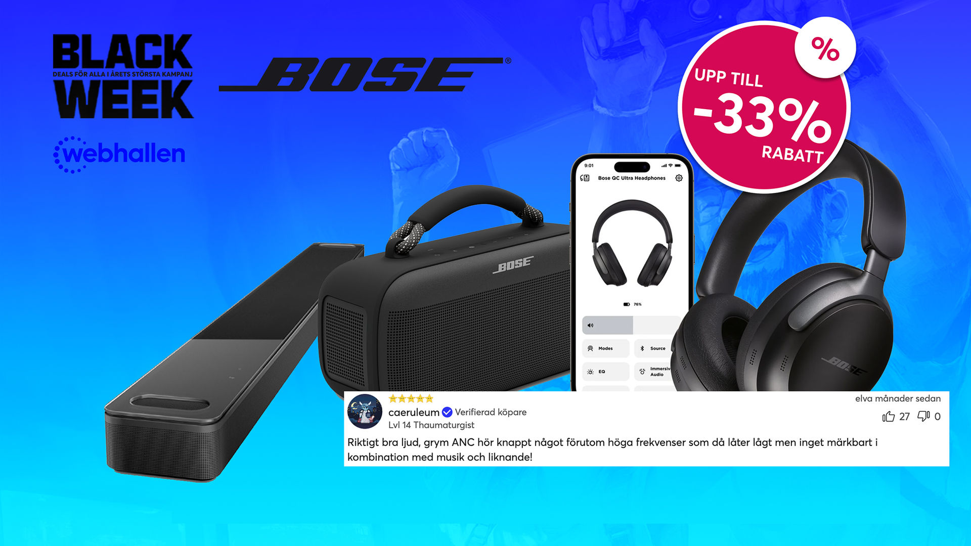 Grymma Black Week-priser på BOSE hörlurar och högtalare