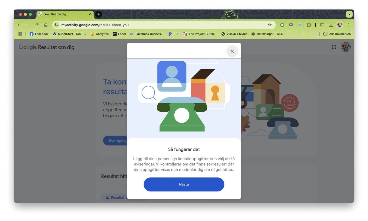 Håll koll på din personliga information på Google