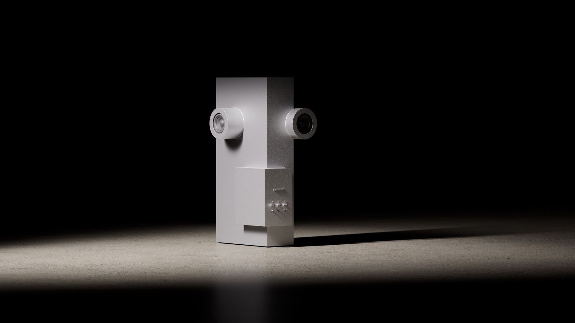 Här är en högtalare i brutalistisk stil