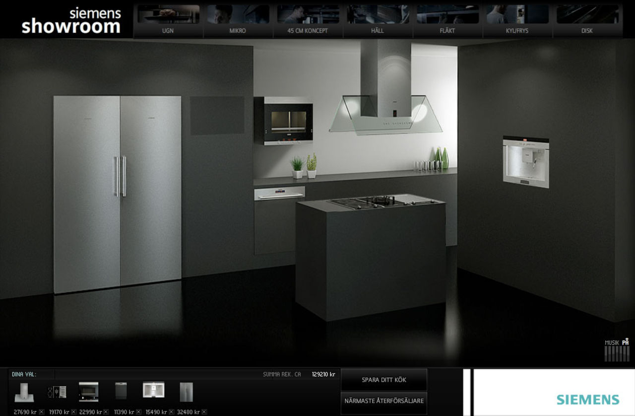 Interaktivt showroom för Siemens vitvaror