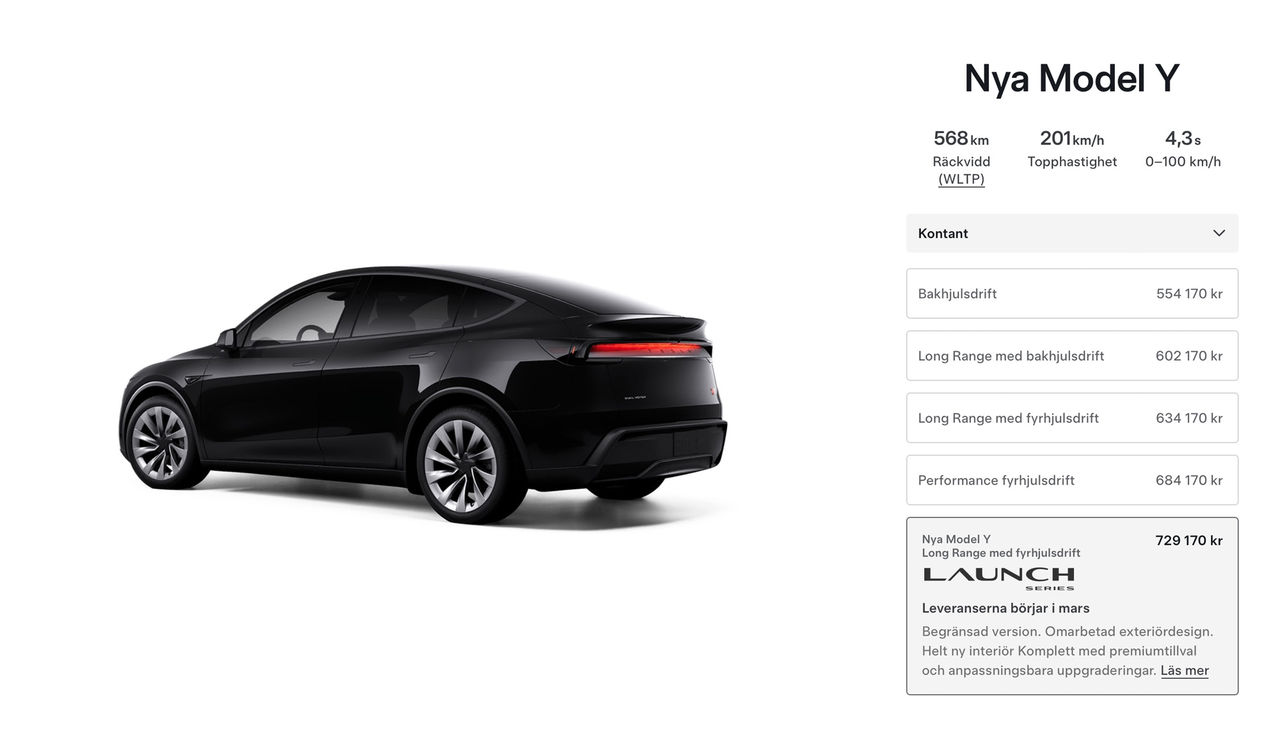 Nya Tesla Model Y är nästan 100.000 kronor dyrare