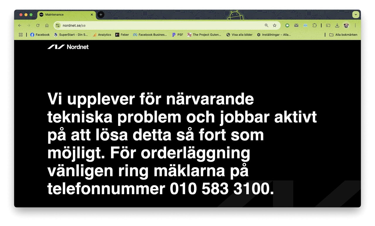 Nordnet ligger nere