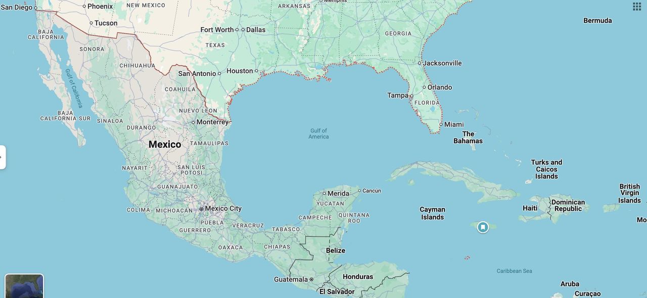 Mexikanska golfen är nu Amerikanska golfen på Google Maps