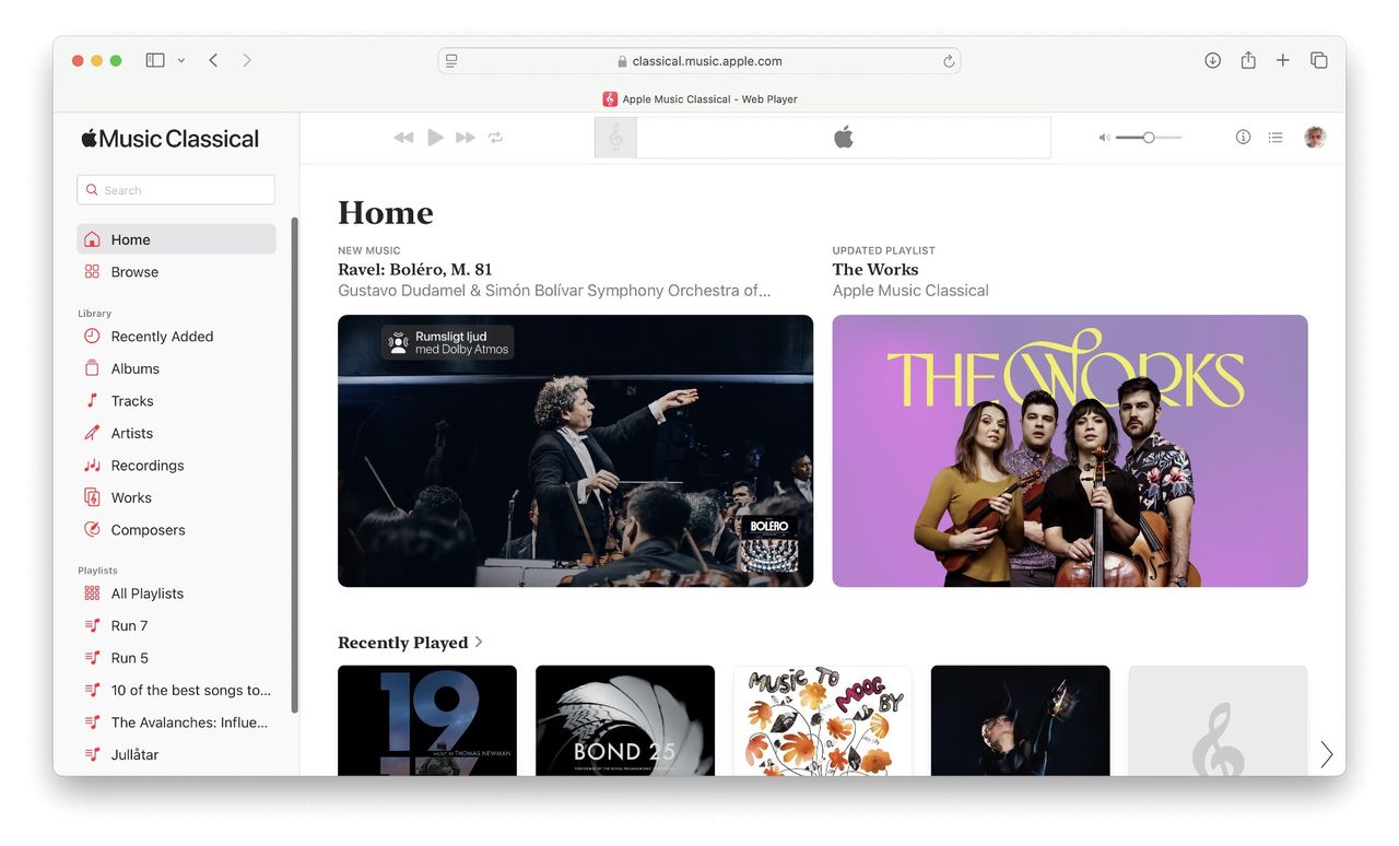 Nu finns Apple Music Classical på webben