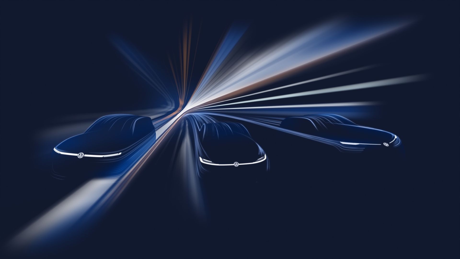 Teasers för tre nya elbilar från Volkswagen