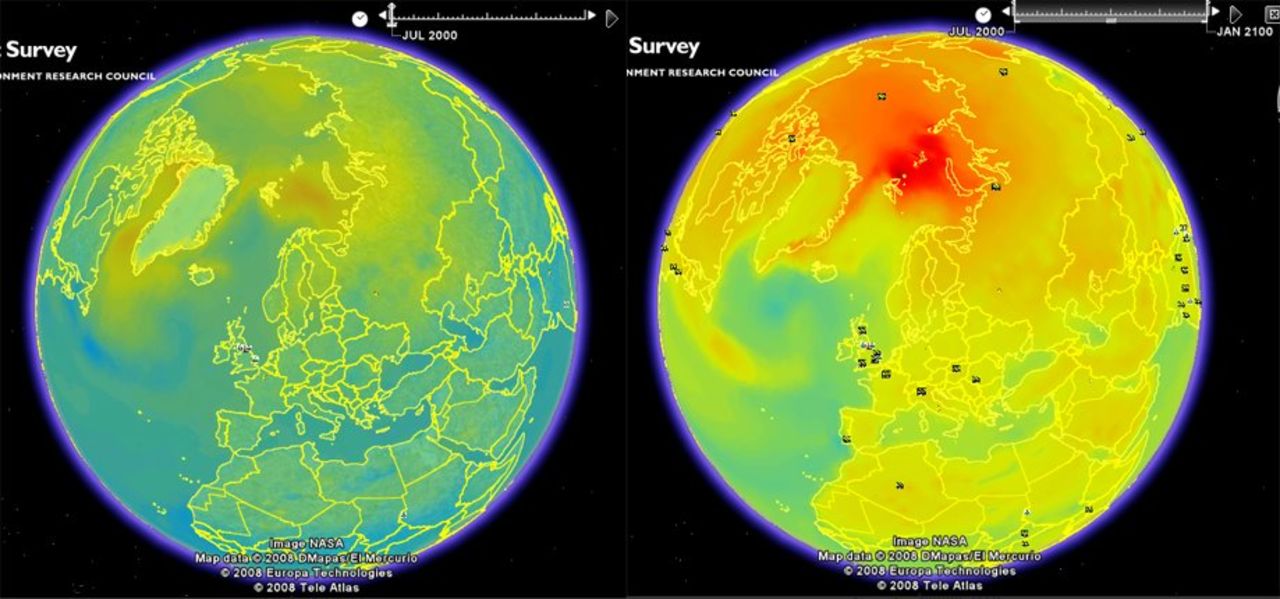 Google Eart Outreach - nu med framtida temperaturskillnader