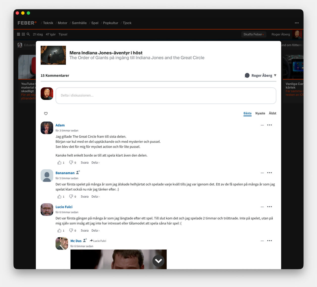 Nytt sätt att läsa kommentarer på Feber!