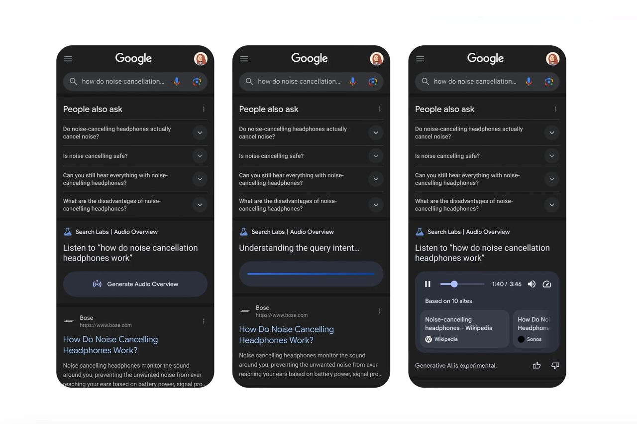 Google gör om sökresultat till ljudklipp