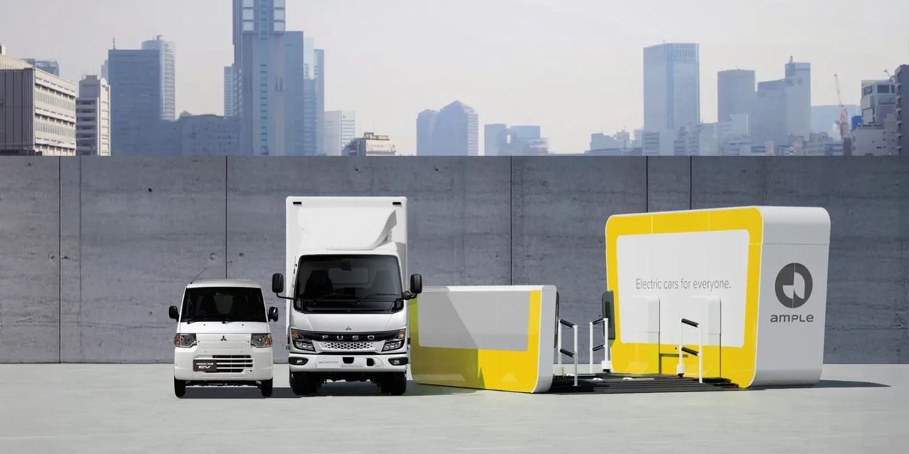 Mitsubishi lanserar batteribyte för bilar och lastbilar