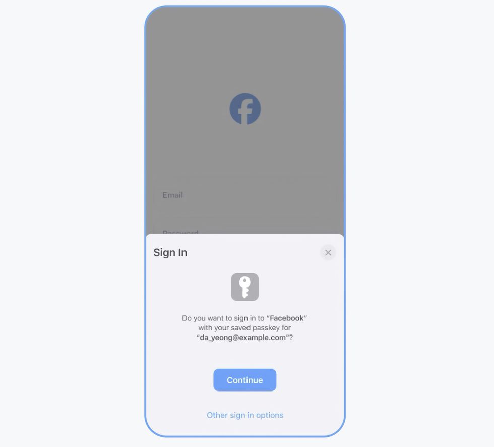 Facebook får stöd för passkeys