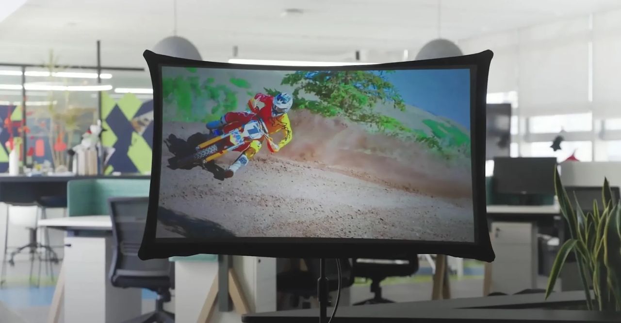 Den här skärmen fälls ihop som ett paraply