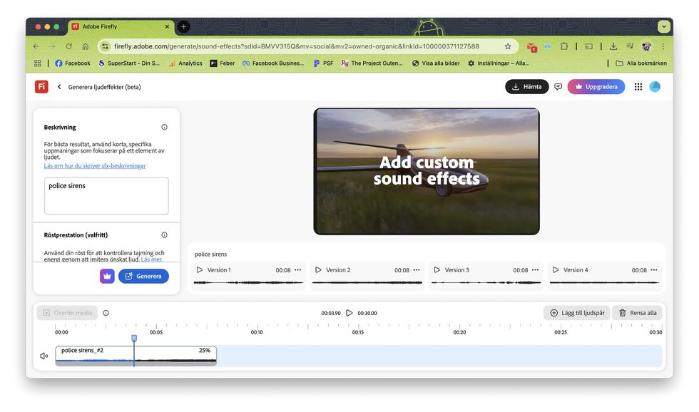 Generera ljudklipp med Adobe Firefly