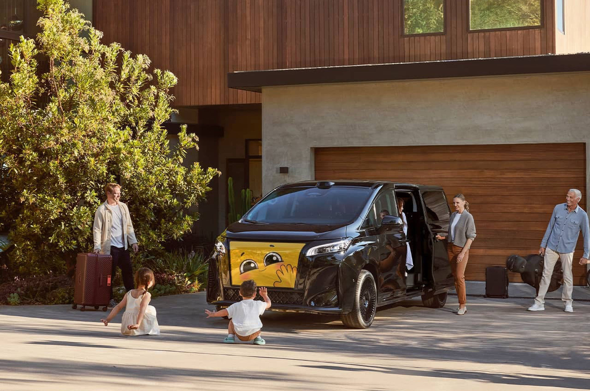 Minibussen med en gigantisk skärm i fronten