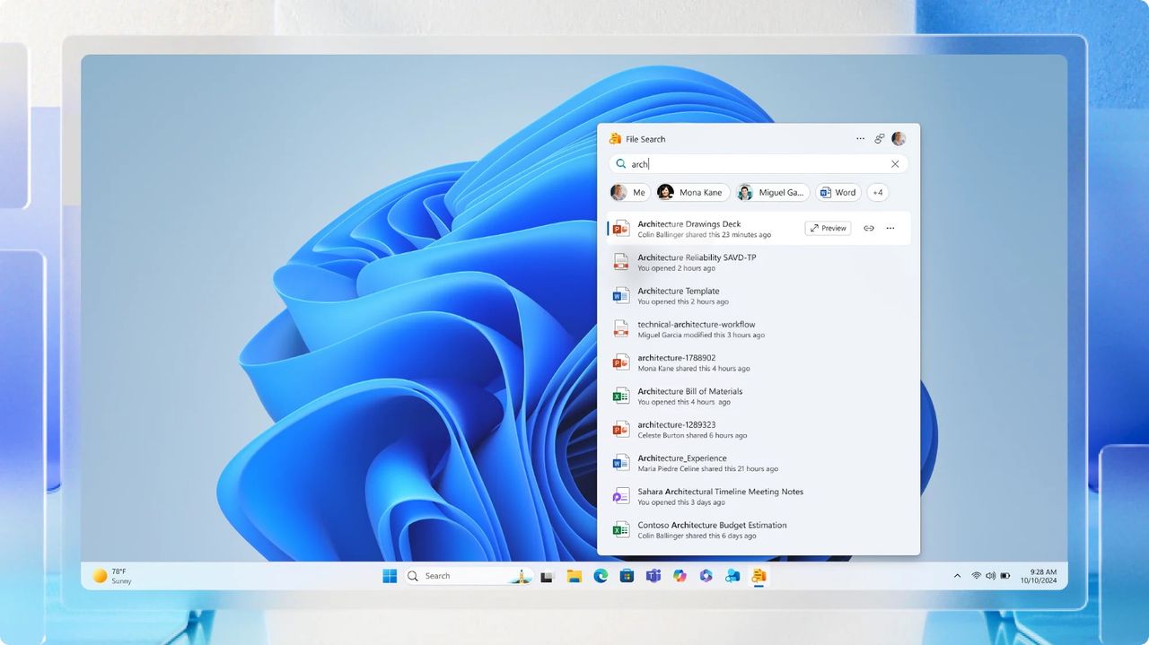 Microsoft 365 får nya mini-appar i aktivitetsfältet