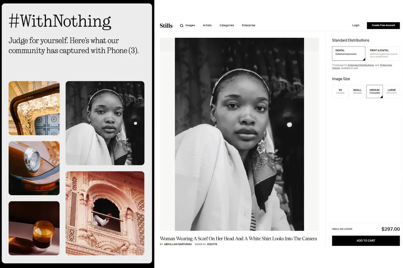 Nothing råkar använda stockfoton