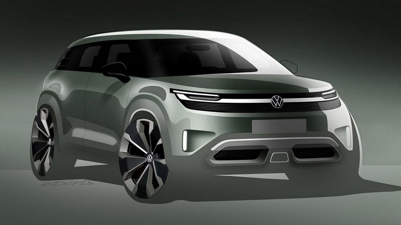 Volkswagen visar skisser på ny eldriven SUV