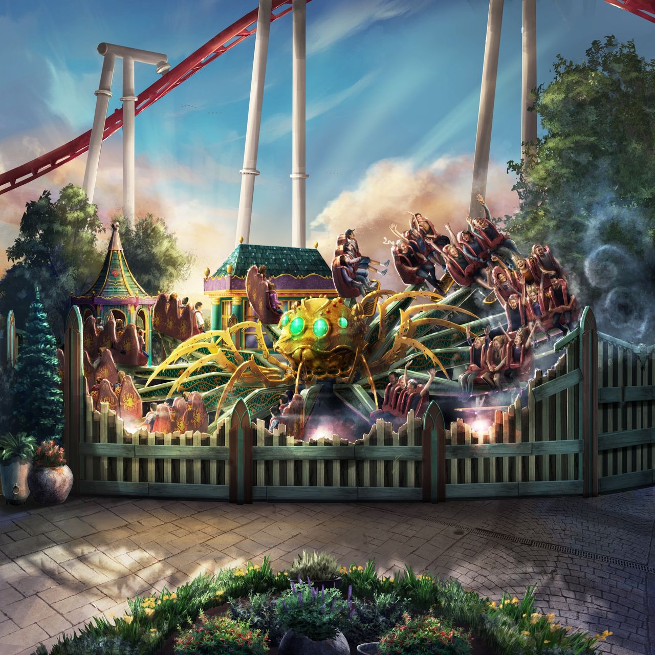 Spindel-attraktion på väg till Gröna Lund